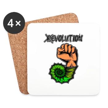 Viva la Evolution! Revolution Prähistorisch Fossil - Untersetzer (4er-Set) - Weiß - Vorne