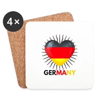 WM in Katar i Love Germany Fanartikel - Untersetzer (4er-Set) - Weiß - Vorne