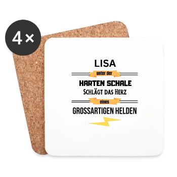 Lisa unter harte Schale eines Großartigen Helden - Untersetzer (4er-Set) - Weiß - Vorne