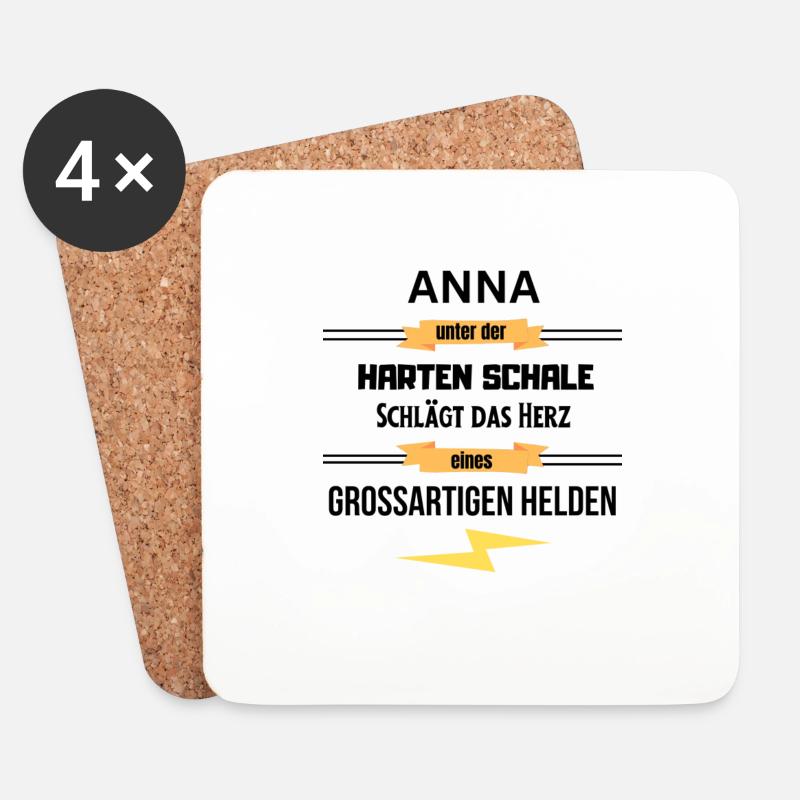 Anna unter harte Schale eines Großartigen Helden - Untersetzer (4er-Set) - Weiß