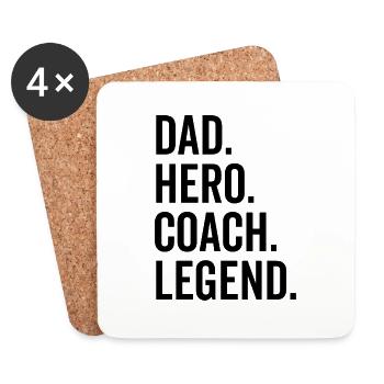 Dad Hero Coach Legende - Untersetzer (4er-Set) - Weiß - Vorne