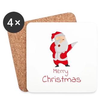 Père Noël fou - Dessous de verre (lot de 4) - blanc - Devant