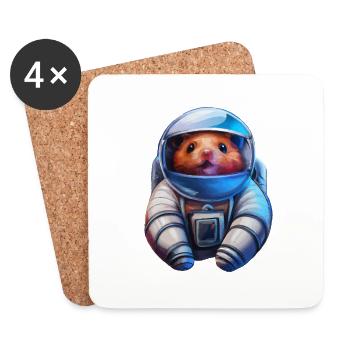 Hamster in Spacesuit Space Astronaut - Coasters (set of 4) - white - Front