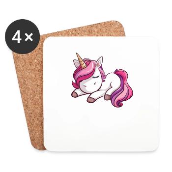 Ich muss gar nix Einhorn Liebhaber Geschenkidee - Untersetzer (4er-Set) - Weiß - Vorne