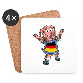 Fan Pig Germany - Coasters (set of 4) - white - Front