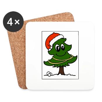 Arbre de Noël - Dessous de verre (lot de 4) - blanc - Devant