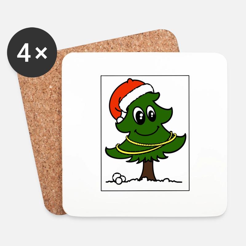 Weihnachtsbaum - Untersetzer (4er-Set) - Weiß
