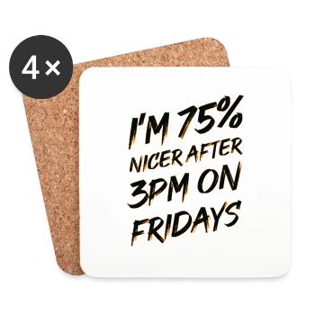 Lustige 75% Happy Fridays nach 15 Uhr - Untersetzer (4er-Set) - Weiß - Vorne