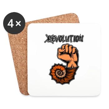 Viva la Evolution! Revolution Prähistorisch Fossil - Untersetzer (4er-Set) - Weiß - Vorne