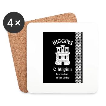 Nom de famille Higgins - Dessous de verre (lot de 4) - blanc - Devant