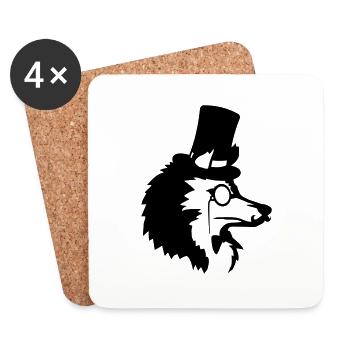 Cylindre Mr. Wolf Gentlemen - Dessous de verre (lot de 4) - blanc - Devant