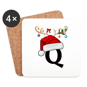 Lettre Q bonnet de Noël - Dessous de verre (lot de 4) - blanc - Devant