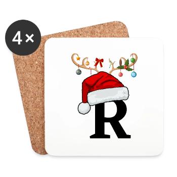 Letter R Christmas hat - Coasters (set of 4) - white - Front