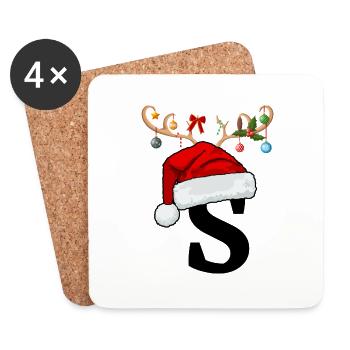 Letter S Christmas hat - Coasters (set of 4) - white - Front