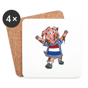 Fan Pig Pays-Bas - Dessous de verre (lot de 4) - blanc - Devant