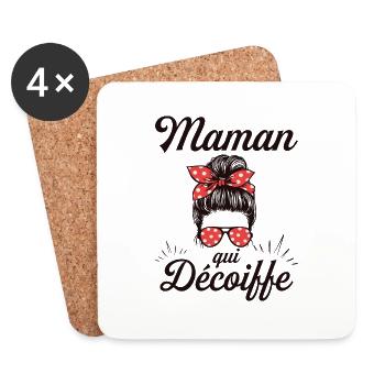 Mère Géniale Femme Maman Qui Décoiffe - Dessous de verre (lot de 4) - blanc - Devant