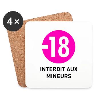 Interdit aux mineurs rose - Dessous de verre (lot de 4) - blanc - Devant