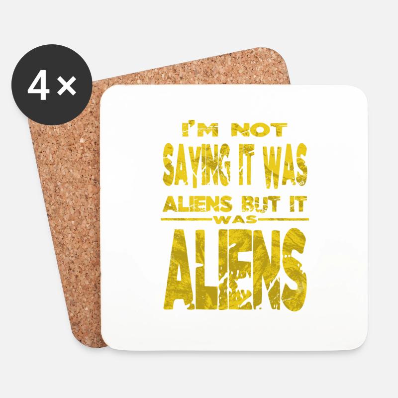 science fiction humor cool alien puns alien ufo - Untersetzer (4er-Set) - Weiß