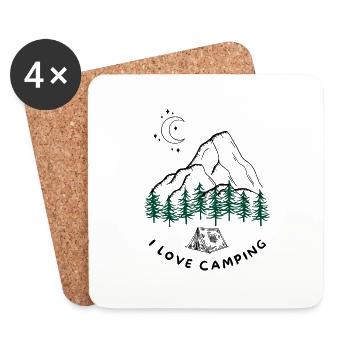 I Love Camping Shirt for Camping - Coasters (set of 4) - white - Front