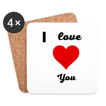 i love you - Dessous de verre (lot de 4) - blanc - Devant