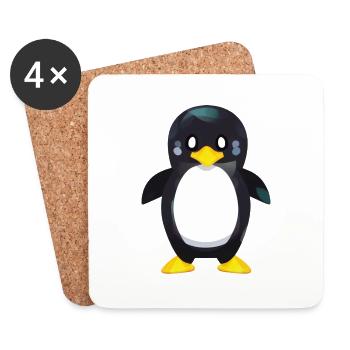 Penguin Cartoon Cute Pengu Animal Funny Comic 11 - Dessous de verre (lot de 4) - blanc - Devant