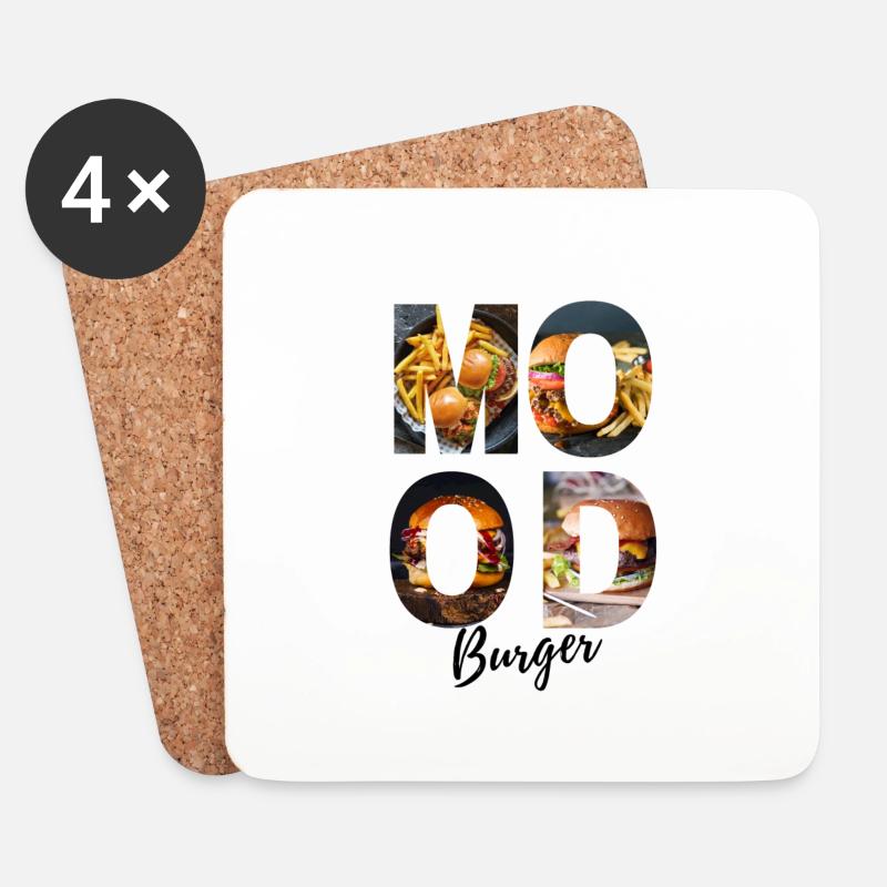 MOOD Burger Print - Untersetzer (4er-Set) - Weiß