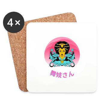 Geisha vivante - Dessous de verre (lot de 4) - blanc - Devant