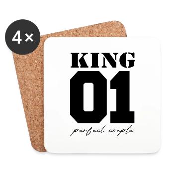 King and Queen King couple black - Untersetzer (4er-Set) - Weiß - Vorne