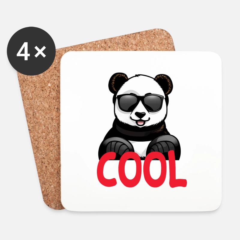 cooler Panda - Untersetzer (4er-Set) - Weiß