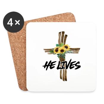 He Lives - Coasters (set of 4) - white - Front