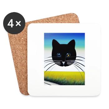 Chat - Dessous de verre (lot de 4) - blanc - Devant