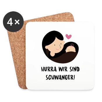 Schwangerschaft Babyparty Babyshower Boy Girl - Untersetzer (4er-Set) - Weiß - Vorne