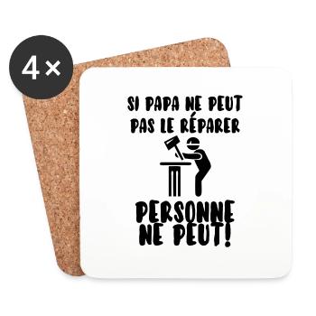 Papa bricoleur - Dessous de verre (lot de 4) - blanc - Devant