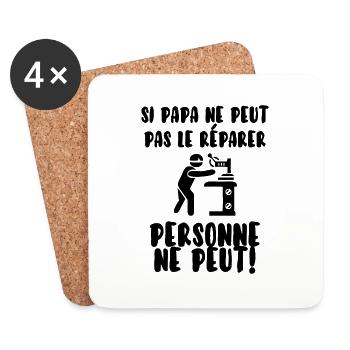 Papa bricoleur - Dessous de verre (lot de 4) - blanc - Devant