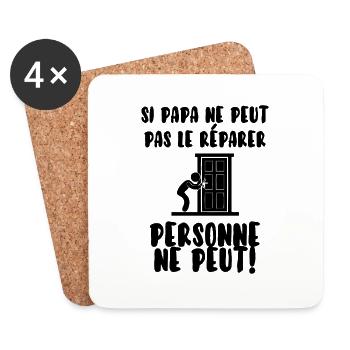 Papa bricoleur - Dessous de verre (lot de 4) - blanc - Devant