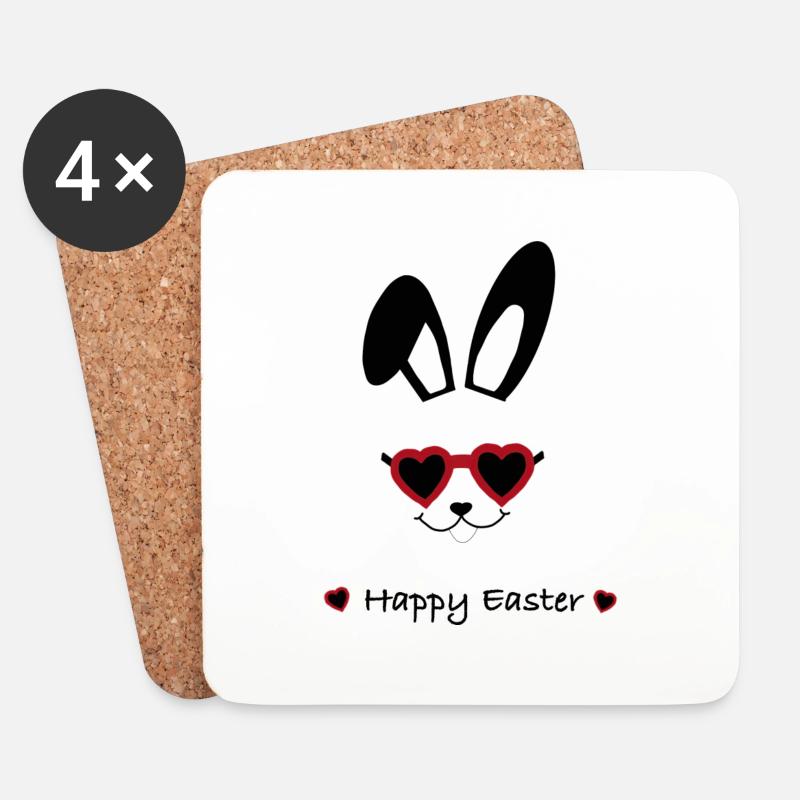 Happy Easter - Untersetzer (4er-Set) - Weiß