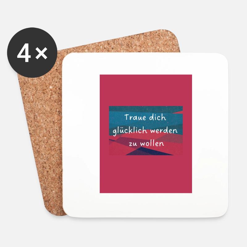 Glücklich sein - Untersetzer (4er-Set) - Weiß