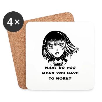 Anime - Manga Japanese - Work Gift - Coasters (set of 4) - white - Front