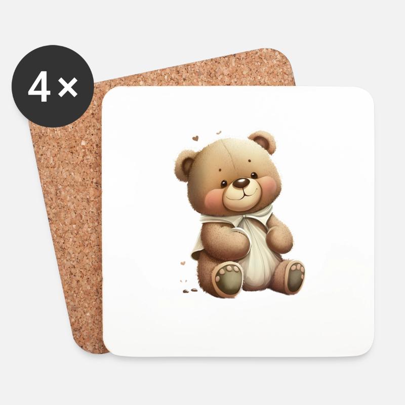 Teddy - Untersetzer (4er-Set) - Weiß