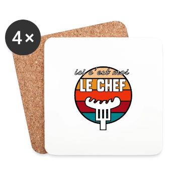 c’est moi le chef - Dessous de verre (lot de 4) - blanc - Devant