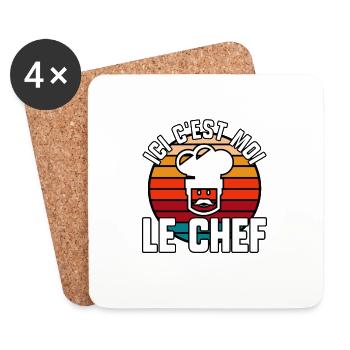 Ici c’est moi le chef - Dessous de verre (lot de 4) - blanc - Devant