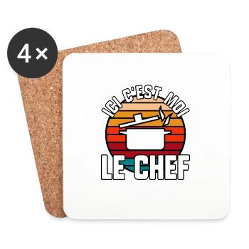 Ici c’est moi le chef - Dessous de verre (lot de 4) - blanc - Devant