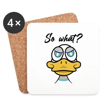 so what? with duck comic - Coasters (set of 4) - white - Front