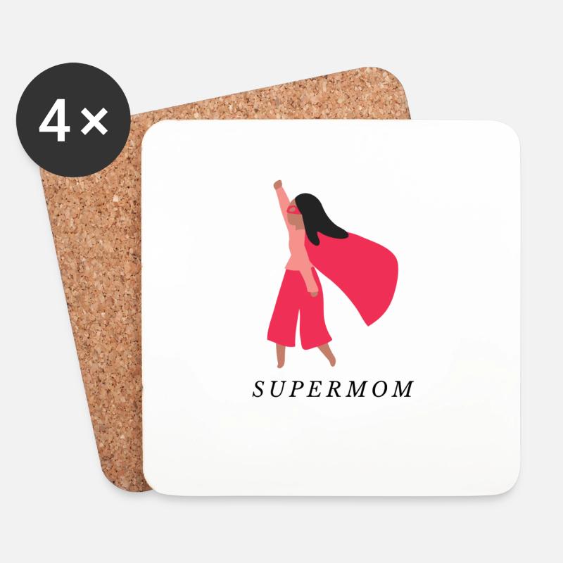 Supermom - Untersetzer (4er-Set) - Weiß