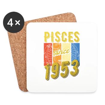 Poissons 1953 Anniversaire Zodiac Cadeau - Dessous de verre (lot de 4) - blanc - Devant