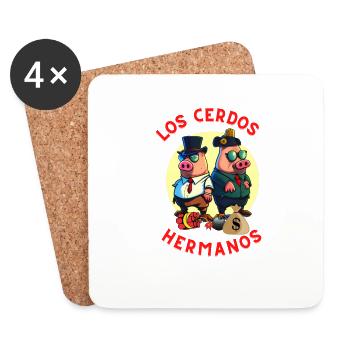 Les frères cochons - Dessous de verre (lot de 4) - blanc - Devant