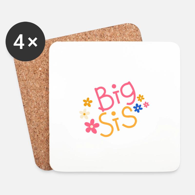 big sis - Große Schwester - Untersetzer (4er-Set) - Weiß