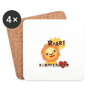 Kämpferherz Löwe - Untersetzer (4er-Set) - Weiß - Vorne