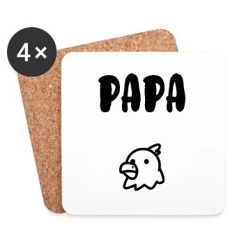 Papa poule - Dessous de verre (lot de 4) - blanc - Devant