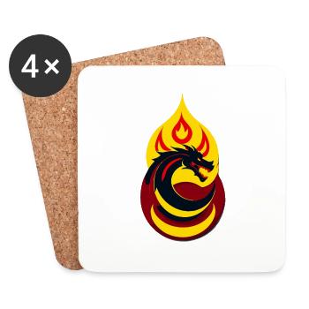 Dragon dans un cercle de flammes - Dessous de verre (lot de 4) - blanc - Devant